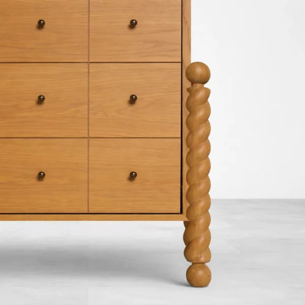 Twist Grid Ash Wood Sideboard by INTERIORZE