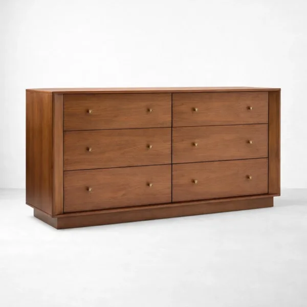 Framed Teak Wood 6 Drawer Dresser