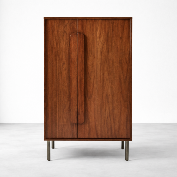 INTERIORZE Column Walnut Teak Wood Wardrobe Cabinet