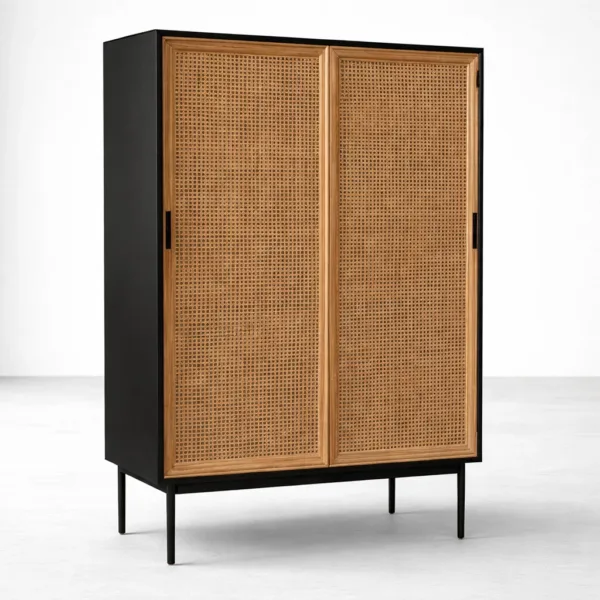 INTERIORZE Noir Black Cane Wardrobe