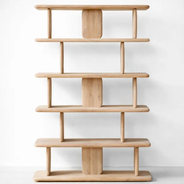 Open Shelf Ash Wood Showcase Cabinet