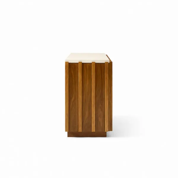 Crest Panel teak wood media console by INTERIORZE