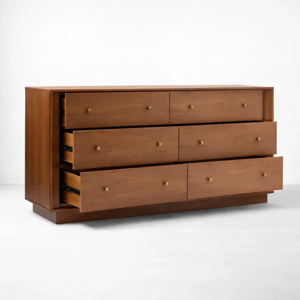 Framed Teak Wood 6 Drawer Dresser