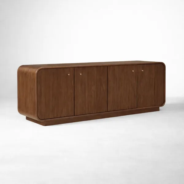 Arc Curve Teak Wood Media Console by INTERIORZE