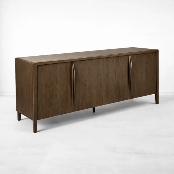 Arved Teak Wood Sideboard by INTERIORZE in dark brown finish angled view