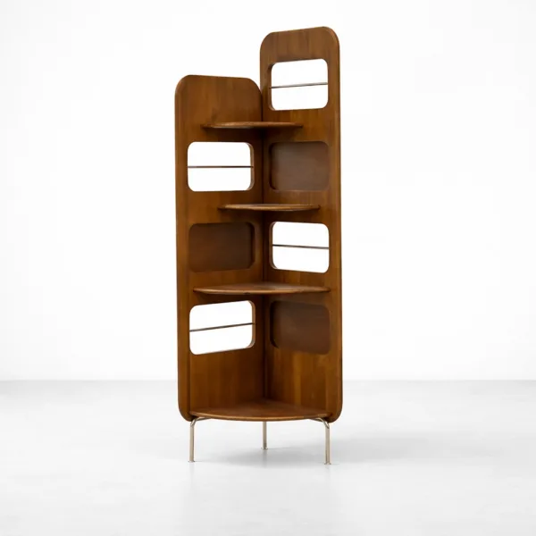 Sculptural Teak Wood Showcase Cabinet