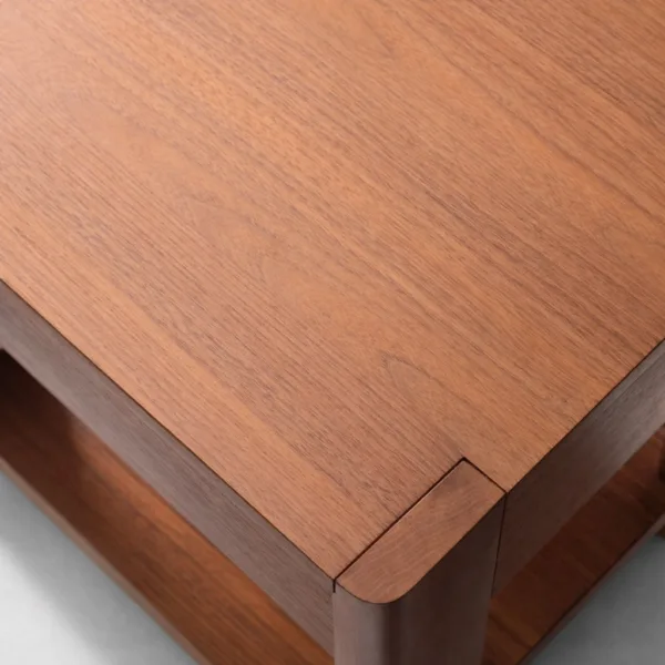 INTERIORZE solid teakwood bedside table with drawer and open shelf