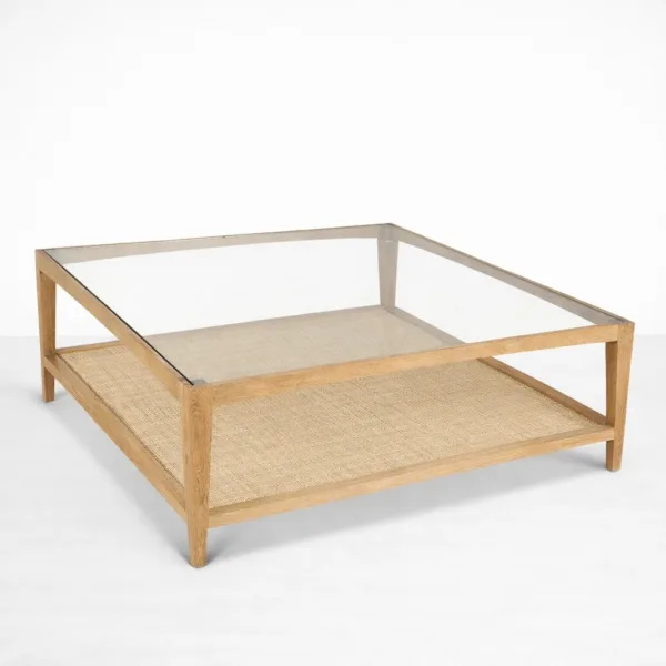INTERIORZE ashwood glass cane centre table for modern living room