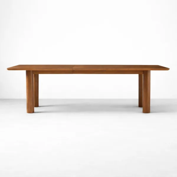 INTERIORZE Tavero solid teakwood extendable dining table with cylindrical legs