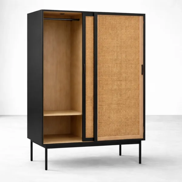 INTERIORZE Noir Black Cane Wardrobe