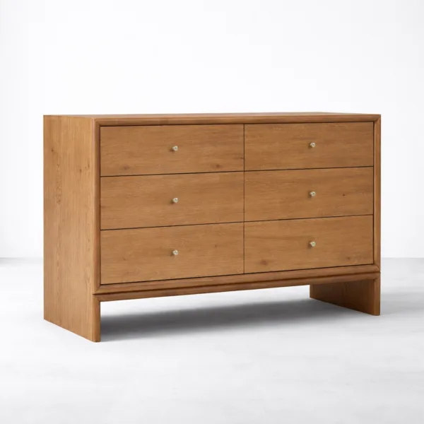 Panel Leg Ash Wood 6 Drawer Dresser