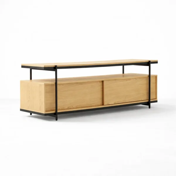 Bridge Shelf ash wood media console by INTERIORZE