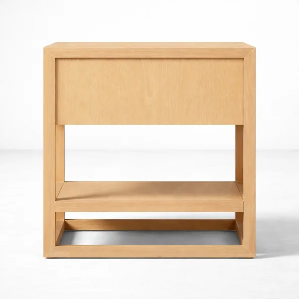 back view of natural ashwood bedside table