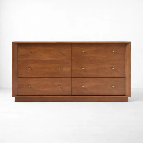 Framed Teak Wood 6 Drawer Dresser