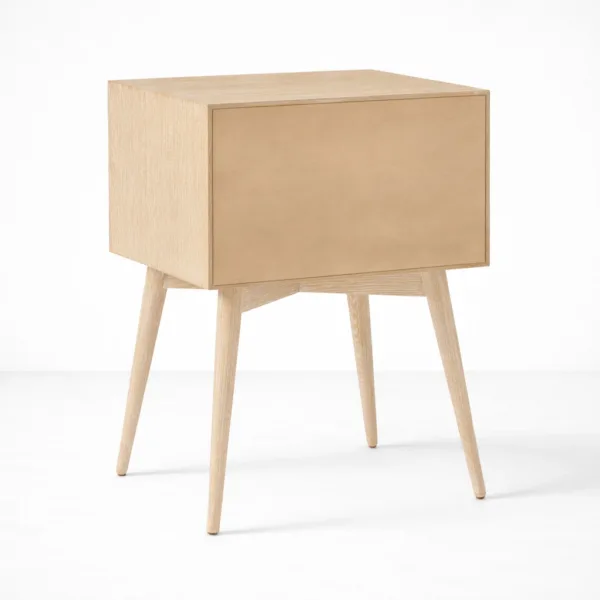 INTERIORZE ash wood bedside table with 2 drawers for bedroom