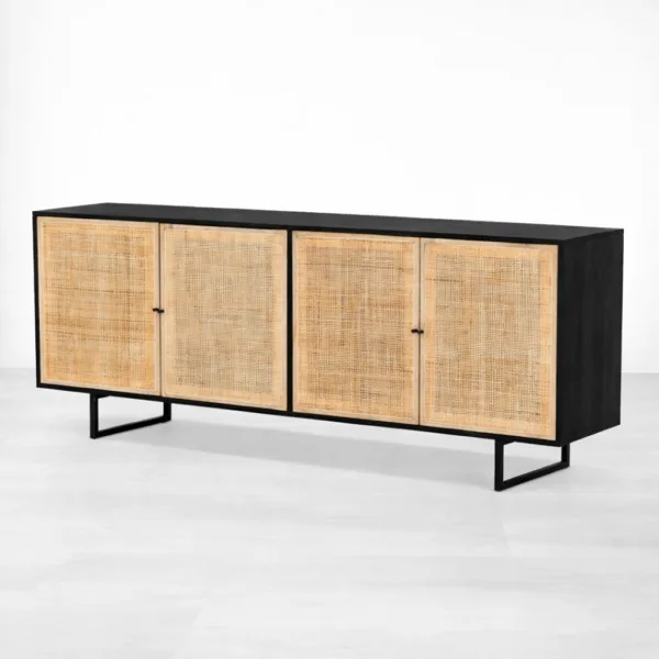 Noir Cane Teak Wood Sideboard by INTERIORZE