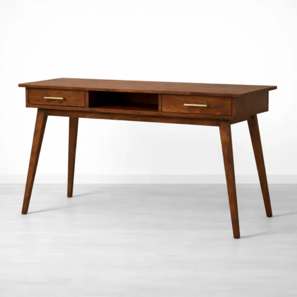 INTERIORZE dual drawer teak wood study table