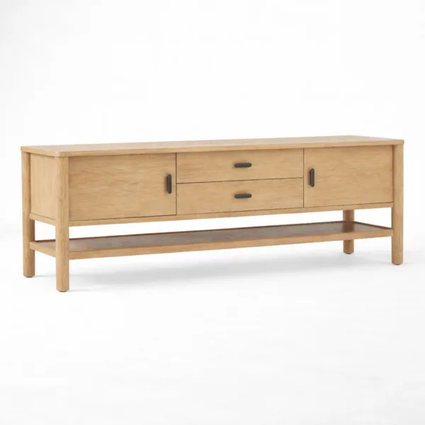 Linear Shelf Ash Wood Media Console by INTERIORZE