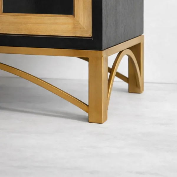 Two Tone Arched Ash Wood Glass Showcase Cabinet