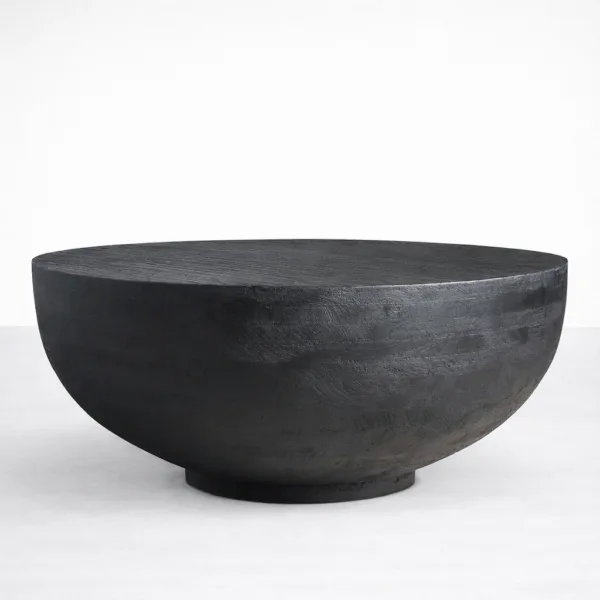 INTERIORZE black teakwood round centre table for modern living room