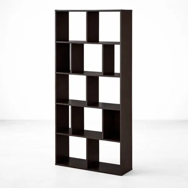 Black Grid Teak Wood Showcase Cabinet