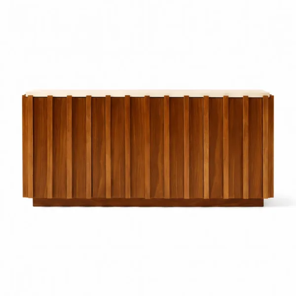 Crest Panel teak wood media console by INTERIORZE