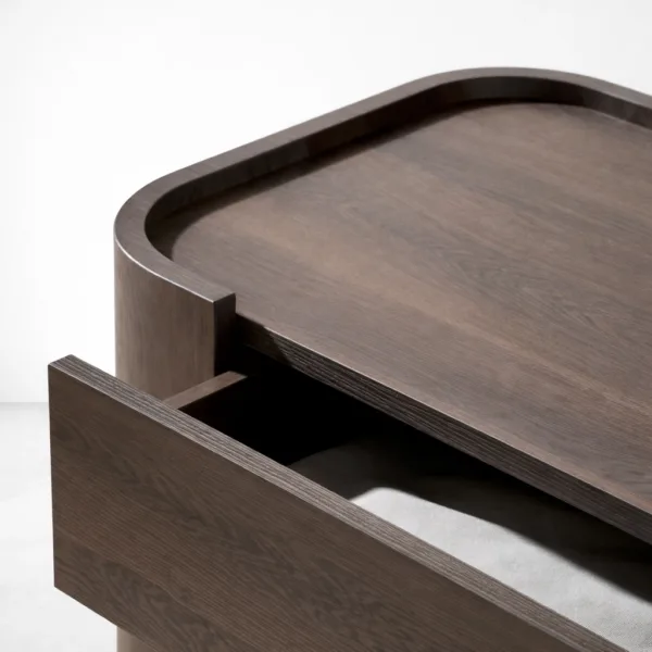 Curved Side Teak Wood 6 Drawer Dresser