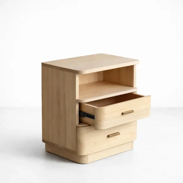 Ashwood bedside table with 2 drawers and open shelf by INTERIORZE