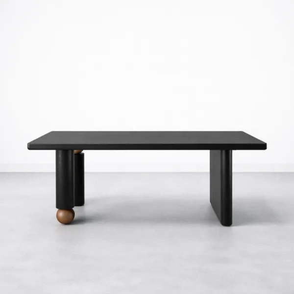INTERIORZE Noir Axis solid wood dining table with sculptural geometric base