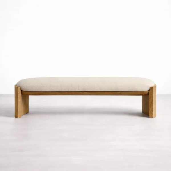 NTERIORZE Arlo Upholstered Ash Wood Bench