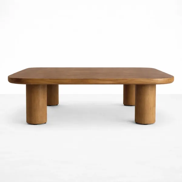 INTERIORZE teakwood rounded rectangle centre table for modern living room