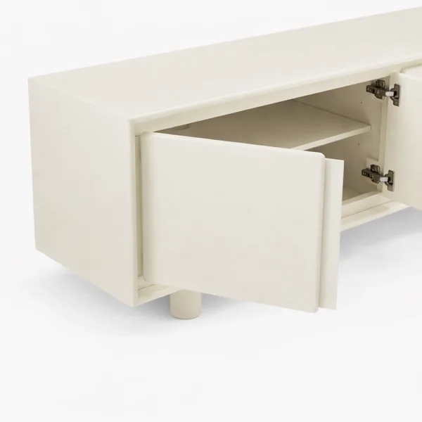 Ivory Block teak wood media console by INTERIORZE