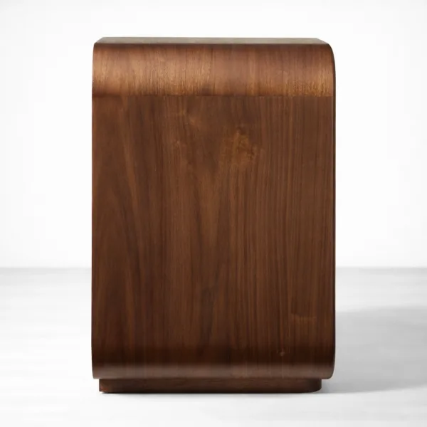 INTERIORZE rounded teakwood bedside table with 2 drawers