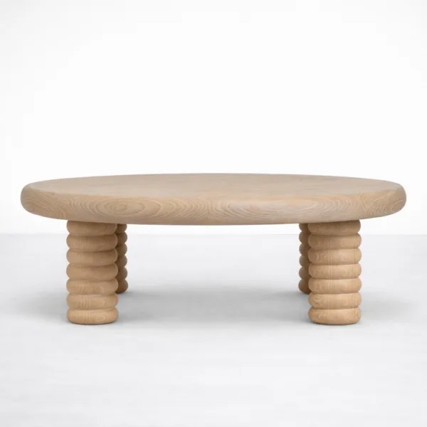 INTERIORZE ashwood ribbed round centre table for modern living room