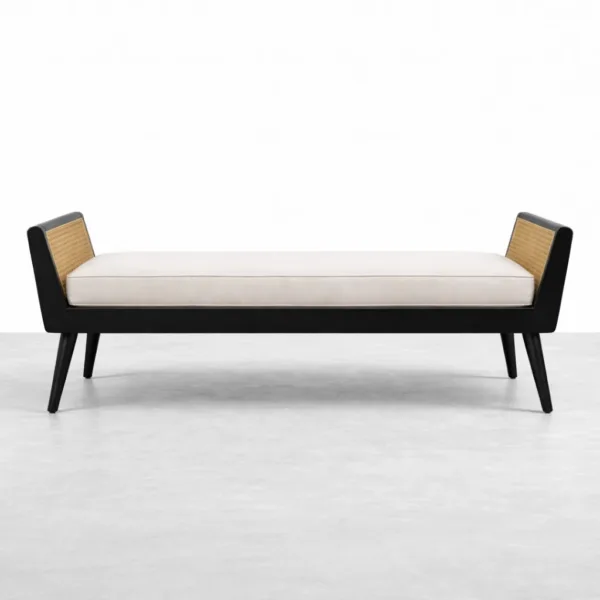 INTERIORZE Noir Cane End Teak Wood Bench
