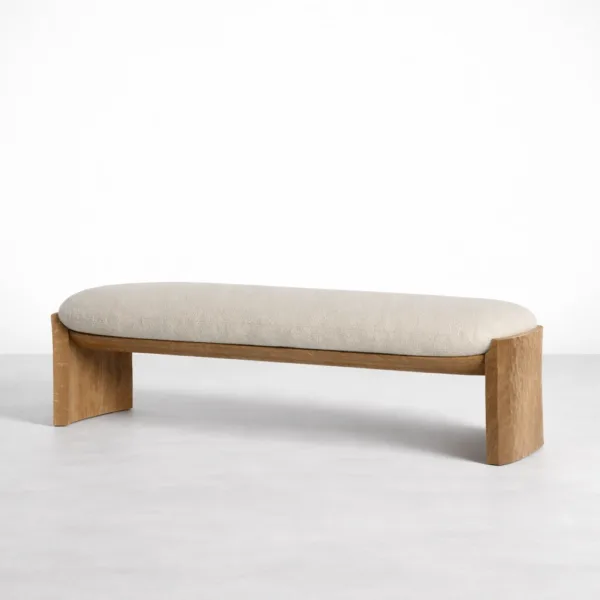 NTERIORZE Arlo Upholstered Ash Wood Bench