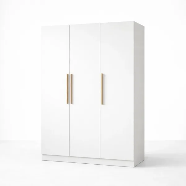 White 3 door wardrobe by INTERIORZE in Plywood frame