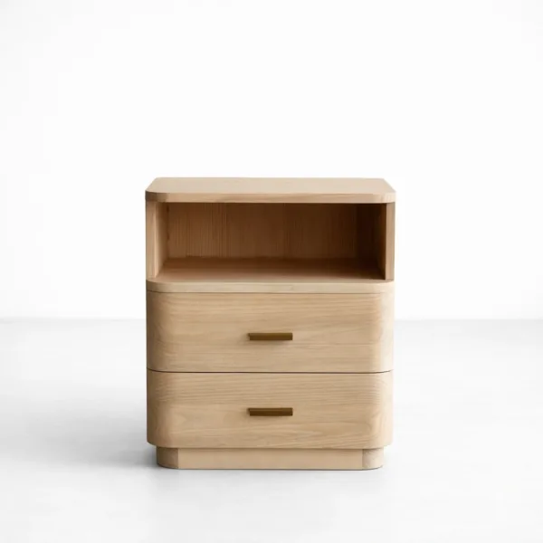 Ashwood bedside table with 2 drawers and open shelf by INTERIORZE