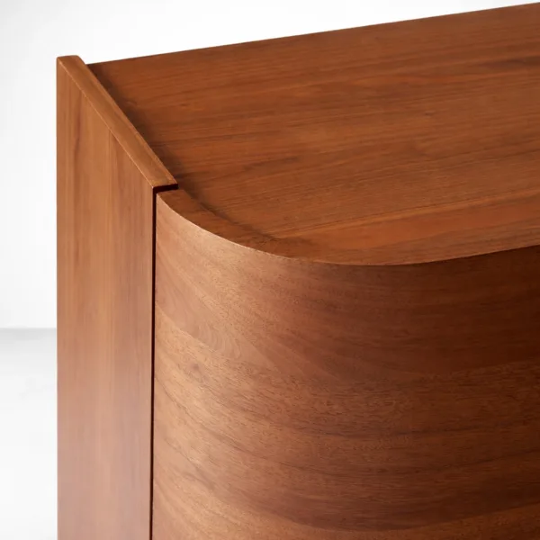 INTERIORZE curved teakwood accent bedside with shelf storage