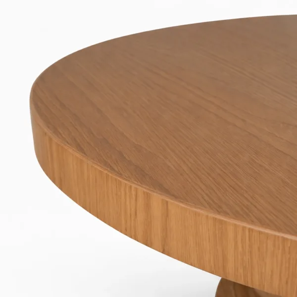 INTERIORZE Elvara round teakwood centre table with pedestal base