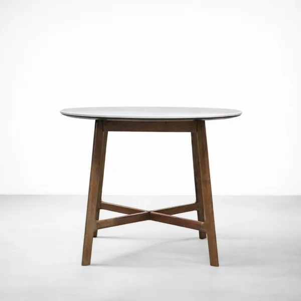 Front view of INTERIORZE Siena marble top round dining table