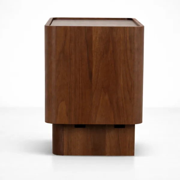 side view of solid teakwood modern bedside table