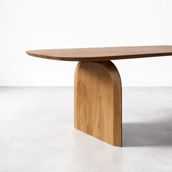 End view of INTERIORZE Elara Arch solid wood dining table