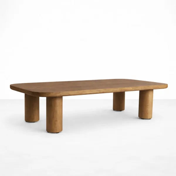 INTERIORZE teakwood rounded rectangle centre table for modern living room