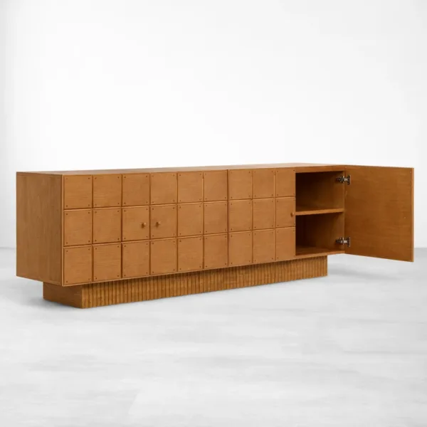 Grid Block Ash Wood Sideboard by INTERIORZE