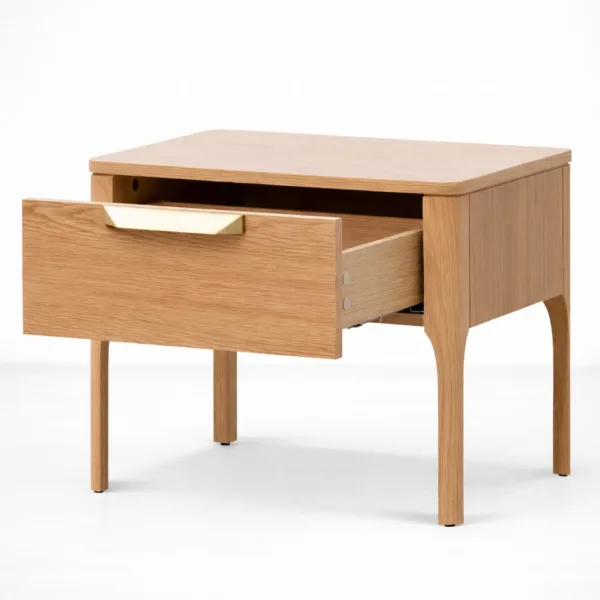 ashwood bedside table with drawer open