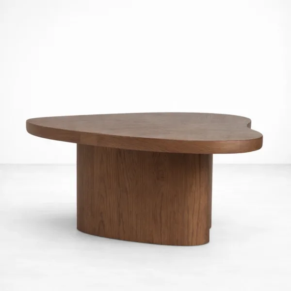 INTERIORZE Solvra organic teakwood centre table with sculptural pedestal base