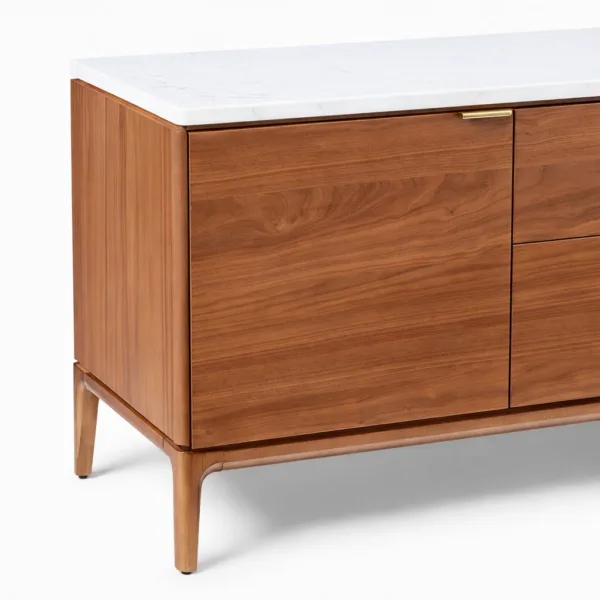 Marble Crest teak wood media console by INTERIORZE
