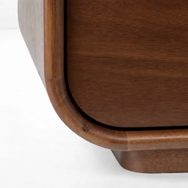 INTERIORZE rounded teakwood bedside table with 2 drawers