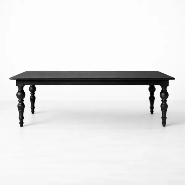 INTERIORZE Noir Heritage solid wood dining table in black finish